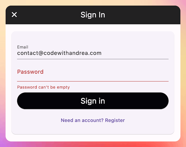 A simple email & password sign-in form