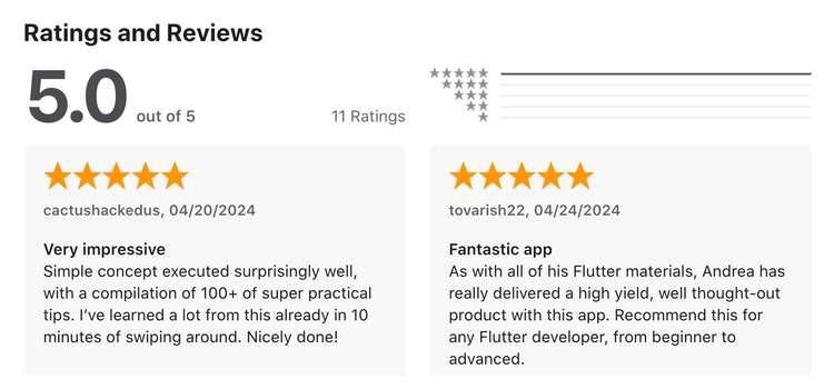 App Store Reviews for the Flutter Tips app