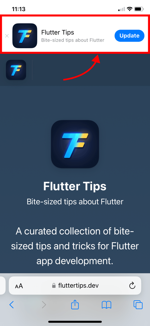 Flutter tips website with native banner