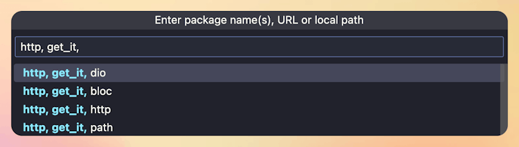 Adding multiple packages with the command palette in VSCode